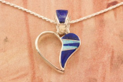 Calvin Begay Genuine Blue Lapis Sterling Silver Heart Pendant